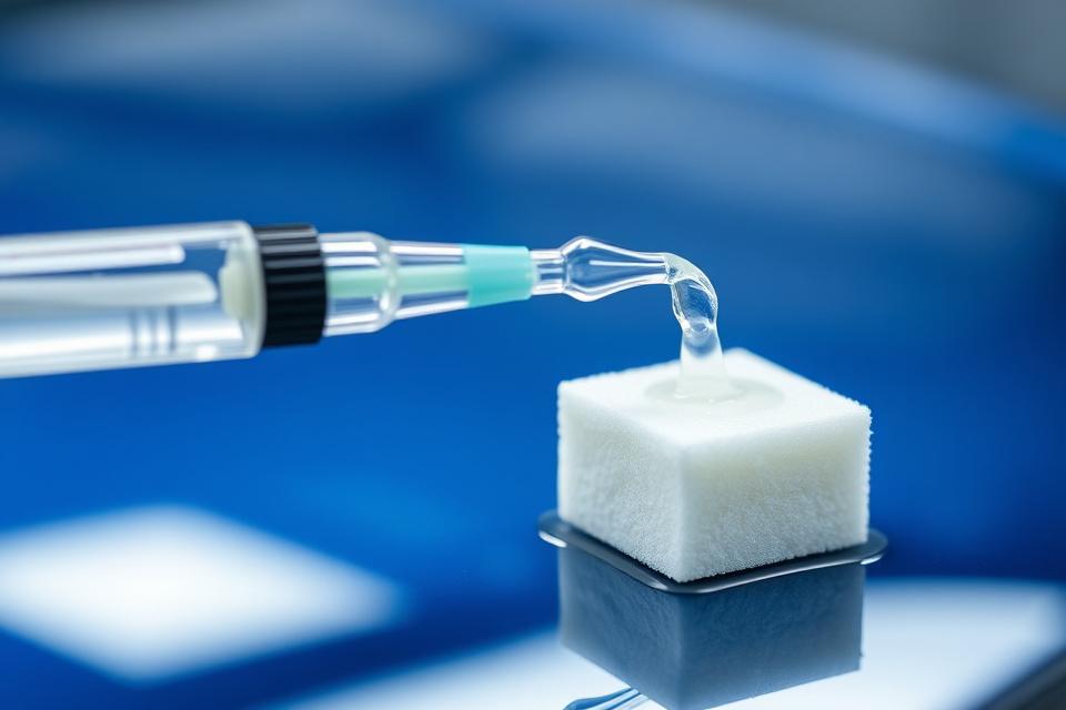 Close-up of a ceramic coating applicator dispensing liquid onto a foam pad.
